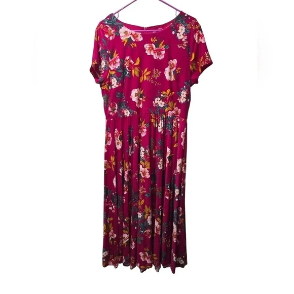 ANN TAYLOR LOFT ROSE PINK DRESS FLORAL PLEATED BODICE IS LINED - SZ 12 - Picture 1 of 5